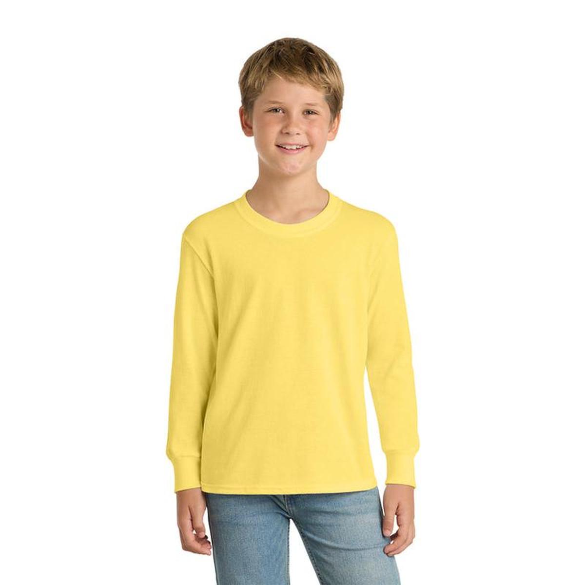 KCC QUILT Port & Co™ Youth Long Sleeve Core Cotton Tee - Yellow