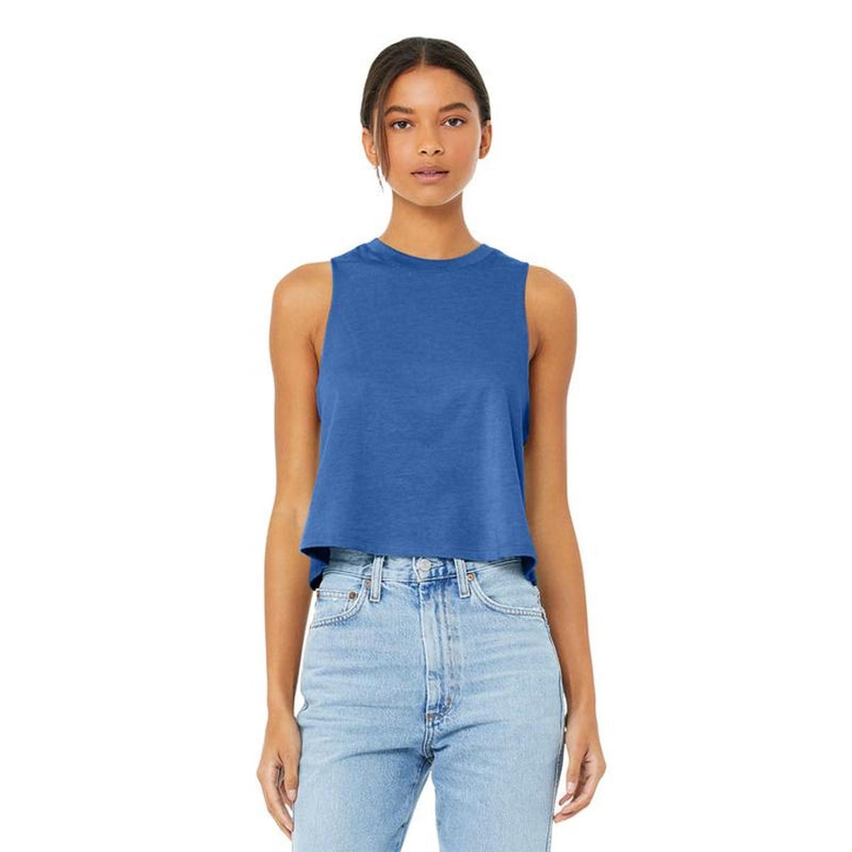 KCC QUILT BELLA+CANVAS® Women’s Racerback Cropped Tank - Heather True Royal