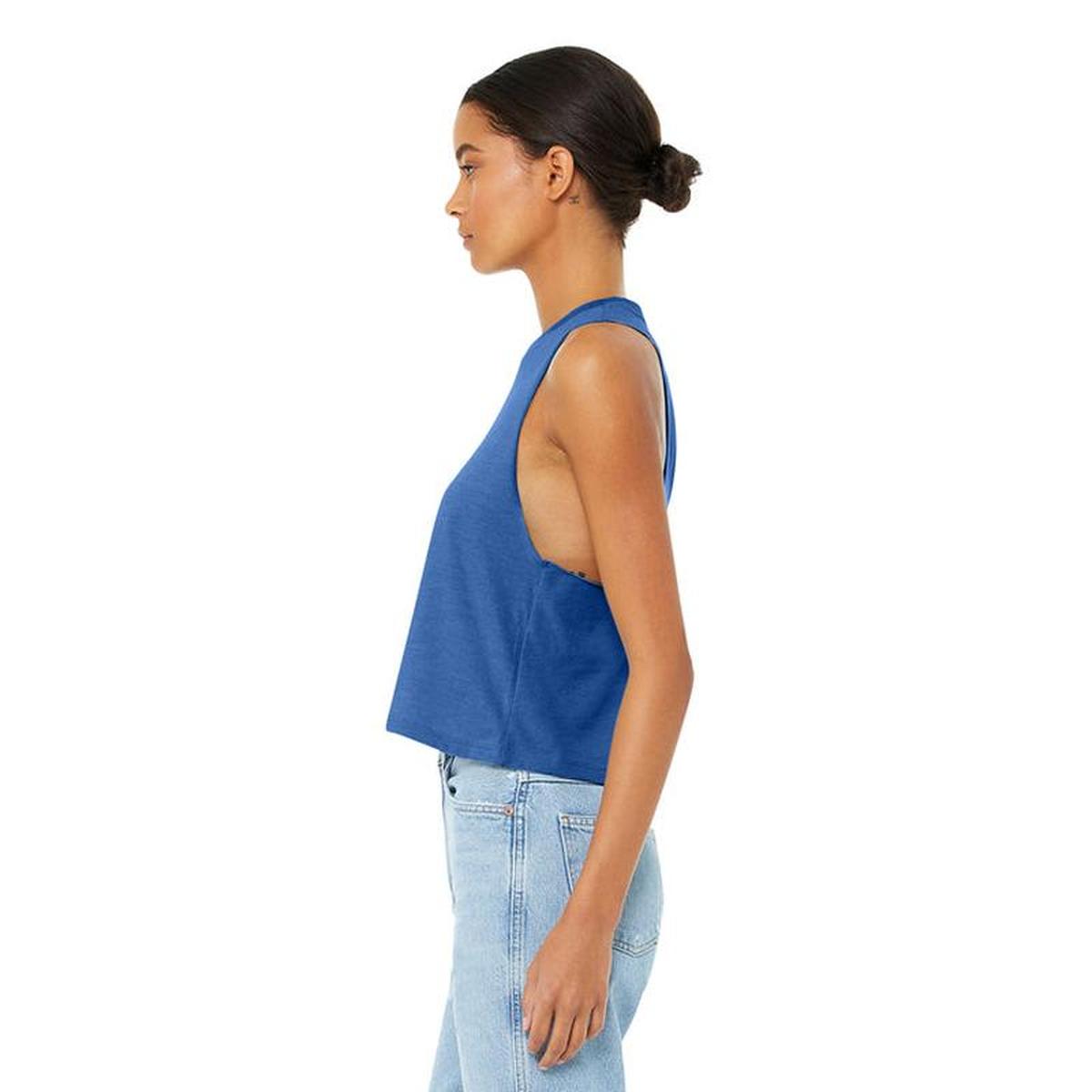 KCC QUILT BELLA+CANVAS® Women’s Racerback Cropped Tank - Heather True Royal