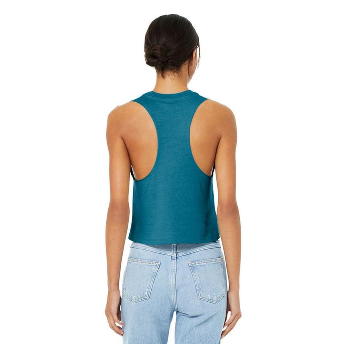 KCC QUILT BELLA+CANVAS® Women’s Racerback Cropped Tank - Heather Deep Teal