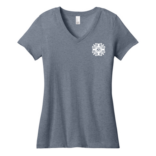 KCC QUILT District ® Women’s Perfect Weight ® V-Neck Tee - Heathered Navy