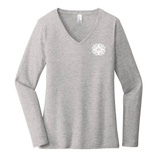 KCC District ® Women’s Very Important Tee ® Long Sleeve V-Neck - Light Heather Grey