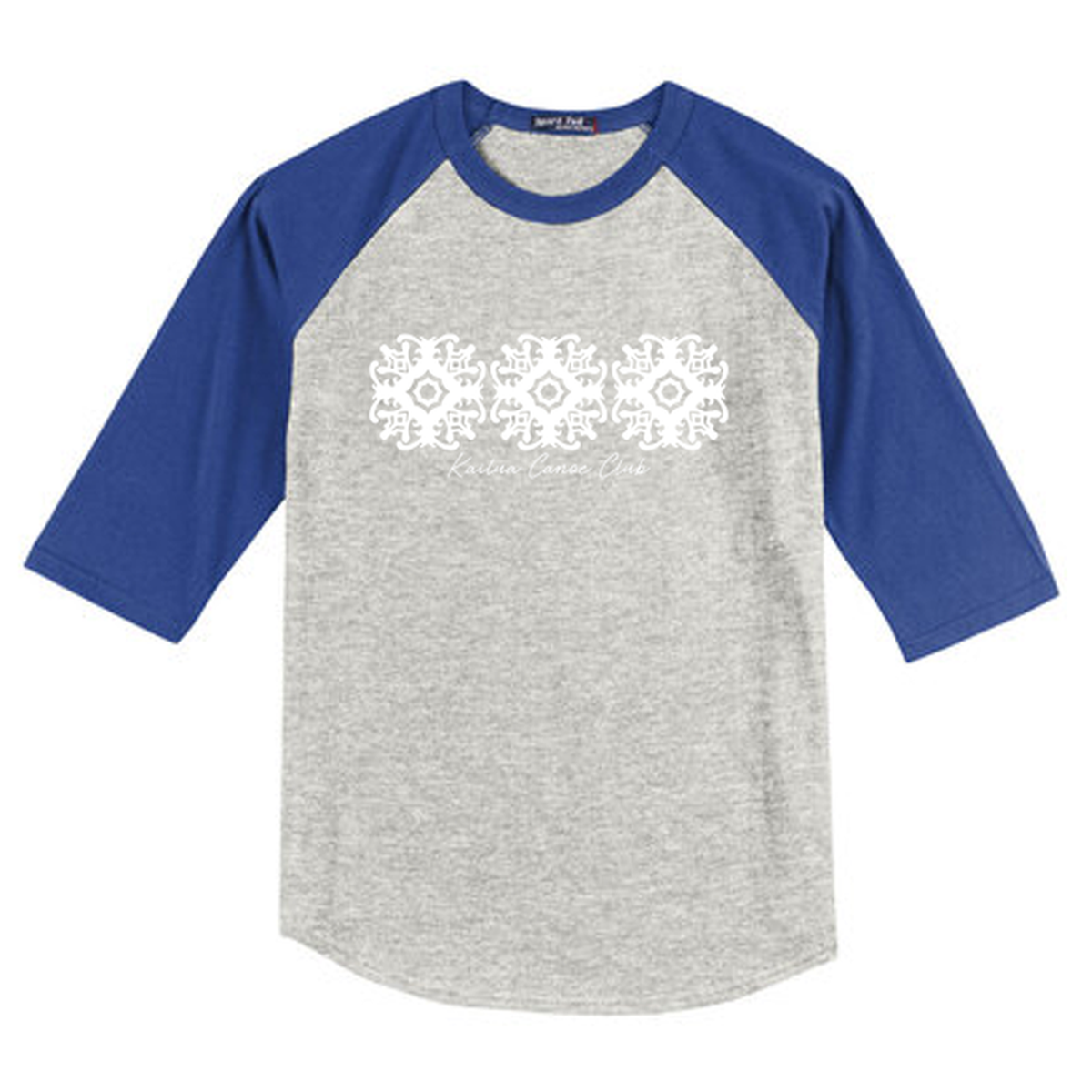 KCC QUILT Sport-Tek® Youth Colorblock Raglan Jersey - Heather Grey/Royal