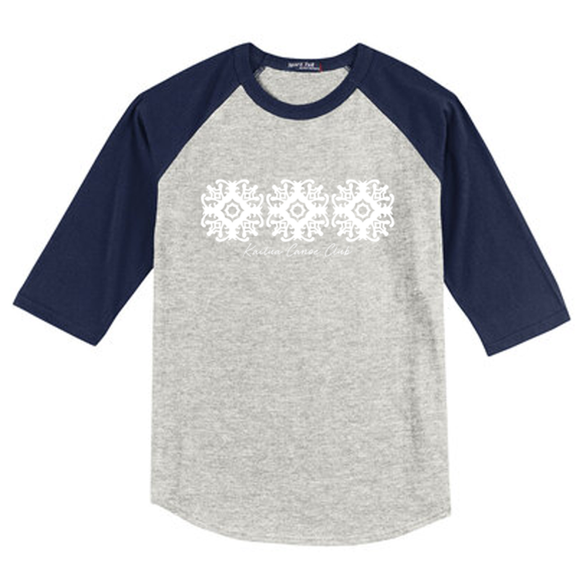 KCC QUILT Sport-Tek® Youth Colorblock Raglan Jersey - Heather Grey/Navy