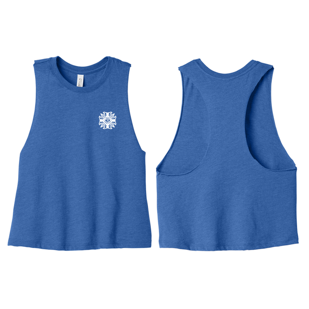 KCC QUILT BELLA+CANVAS® Women’s Racerback Cropped Tank - Heather True Royal