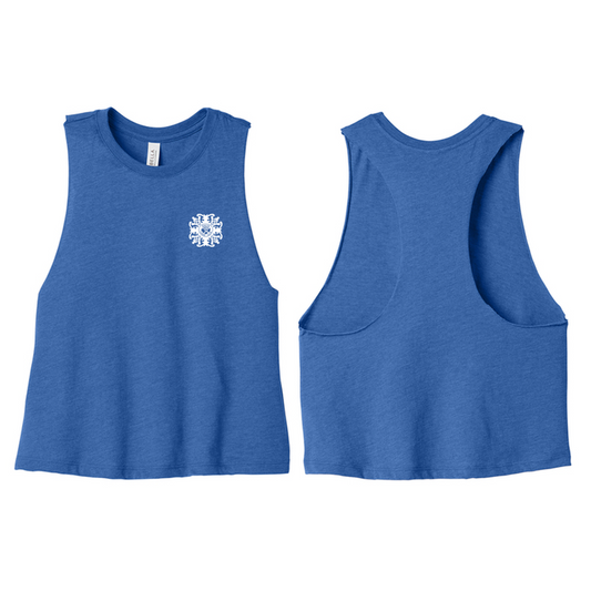 KCC QUILT BELLA+CANVAS® Women’s Racerback Cropped Tank - Heather True Royal