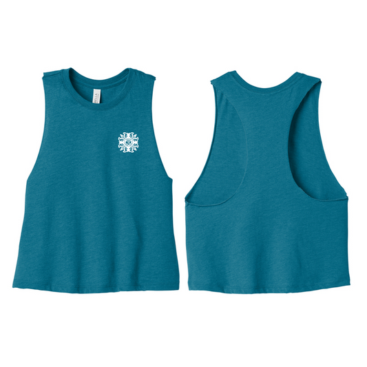 KCC QUILT BELLA+CANVAS® Women’s Racerback Cropped Tank - Heather Deep Teal