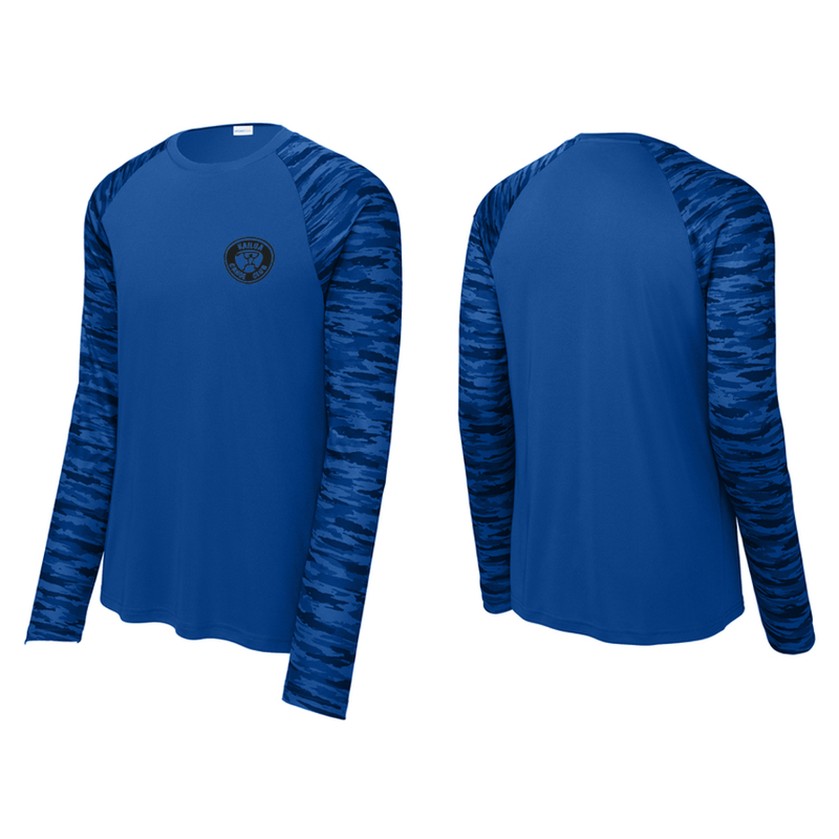 KCC Sport-Tek® Drift Camo Colorblock Long Sleeve Tee - True Royal