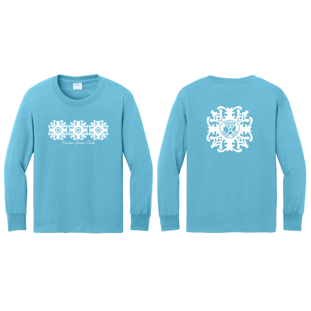 KCC QUILT Port & Co™ Youth Long Sleeve Core Cotton Tee - Aquatic Blue